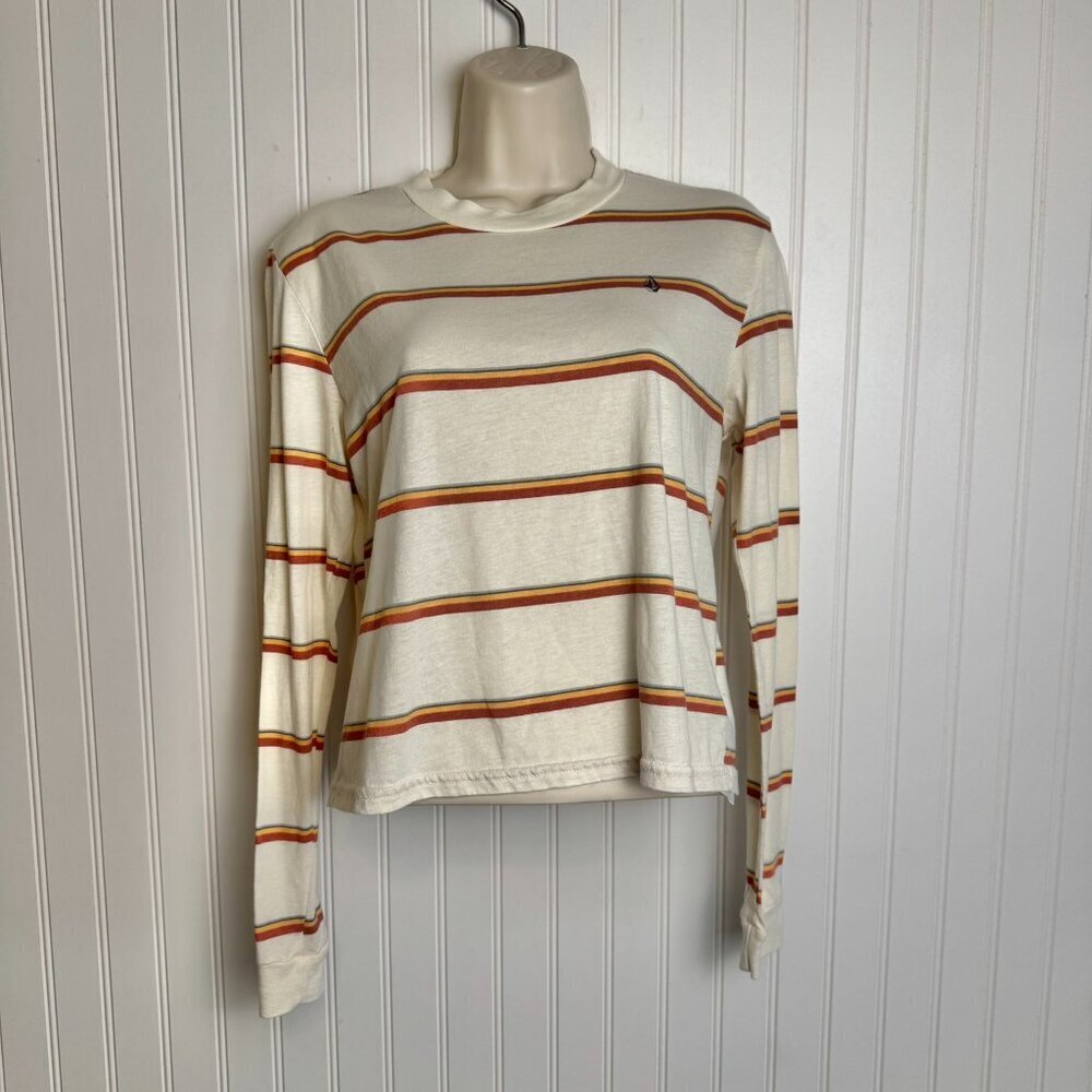 Volcom striped long sleeve crop top womens size XS G10